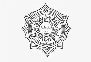 Protective shield with a sun and blond hair tattoo idea