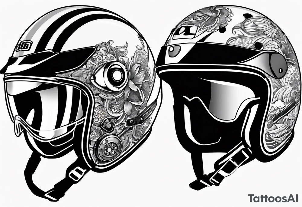 Race helmet with #2 and fishing and mom and dad tattoo idea