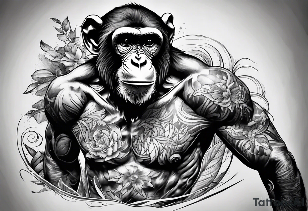 aggressive monkey on torso tattoo tattoo idea