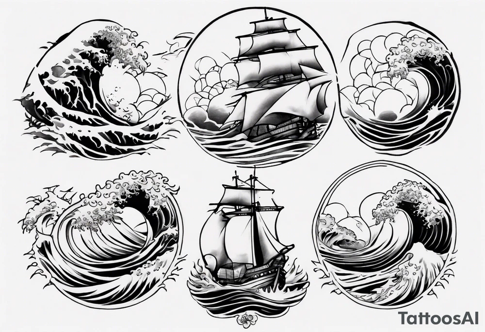 ocean waves ship 
forearm tattoo tattoo idea