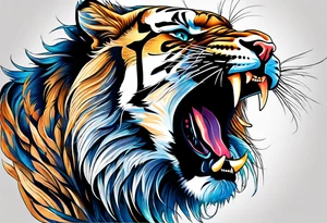 big cat roaring, no mane tattoo idea