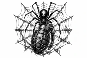 A spider web with black widow including a greanade tattoo idea