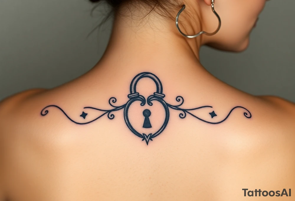 two wedding rings locked together with lock tattoo idea
