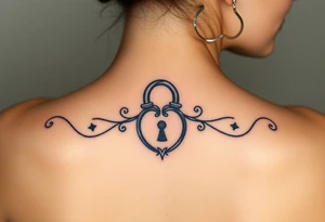 two wedding rings locked together with lock tattoo idea