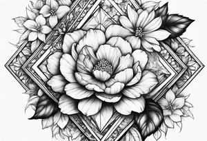 Big diamonds and flowers more diamonds tattoo idea