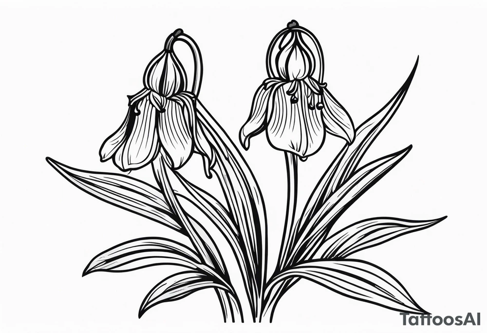 bluebells drooping in traditional style tattoo idea