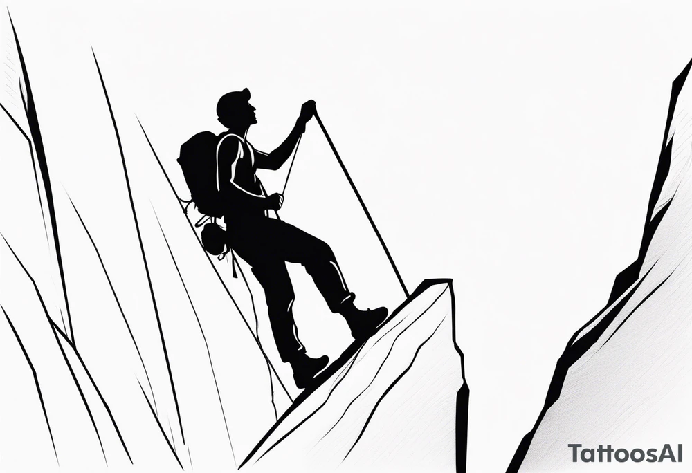 A climber ascending a steep mountain tattoo idea