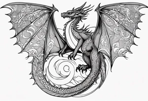 Mother dragon wings spread mushrooms tattoo idea