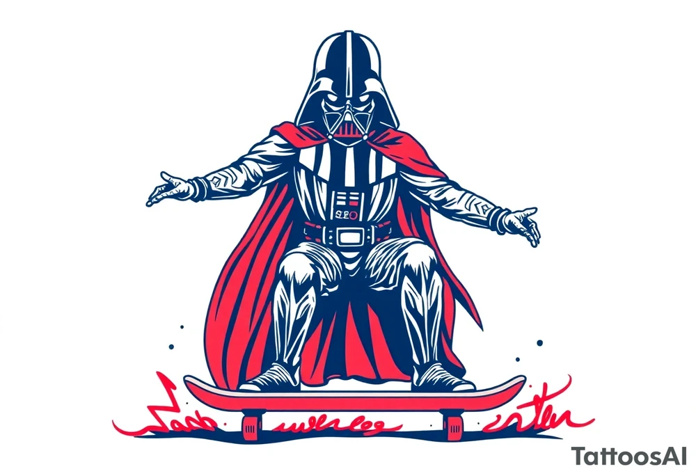 Darth Vader skateboarding >
blue & red tattoo idea