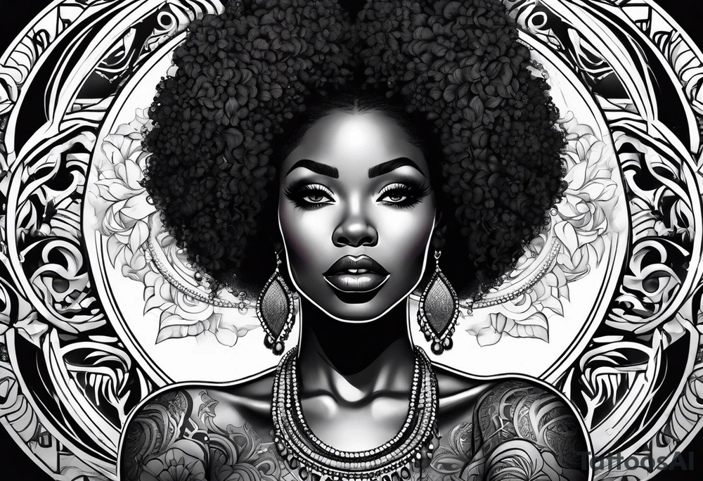 Black woman afro tattoo idea