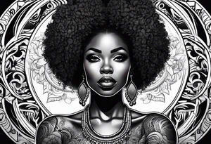 Black woman afro tattoo idea