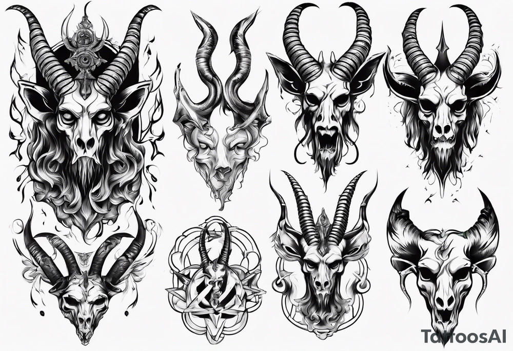 Baphomet sleeve high contrast tattoo idea