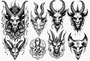 Baphomet sleeve high contrast tattoo idea