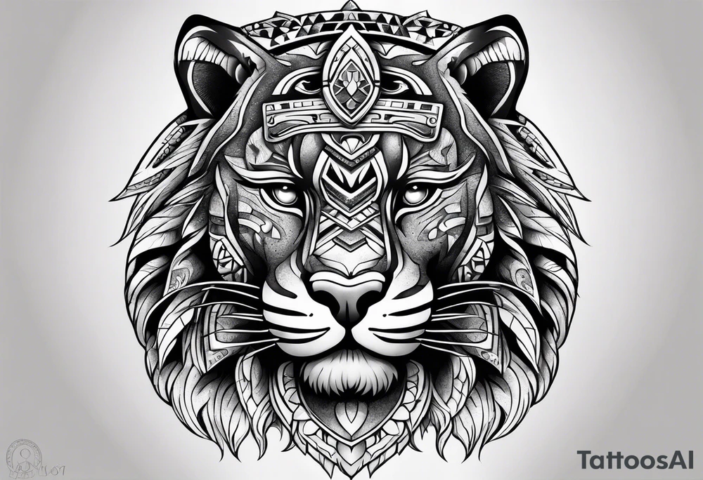 aztec black jaguar sitting tattoo idea