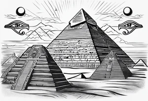 Egyptian pyramids with eye of horus. Aliens abducting people that are working on people building the pyramid tattoo idea