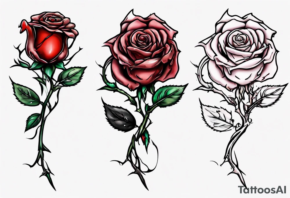 rose flower whose stem is broken with blood dripping from the break tattoo idea