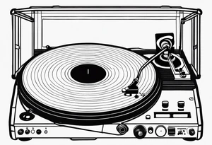 Recordplayer finline art minimalistic 2D tattoo idea