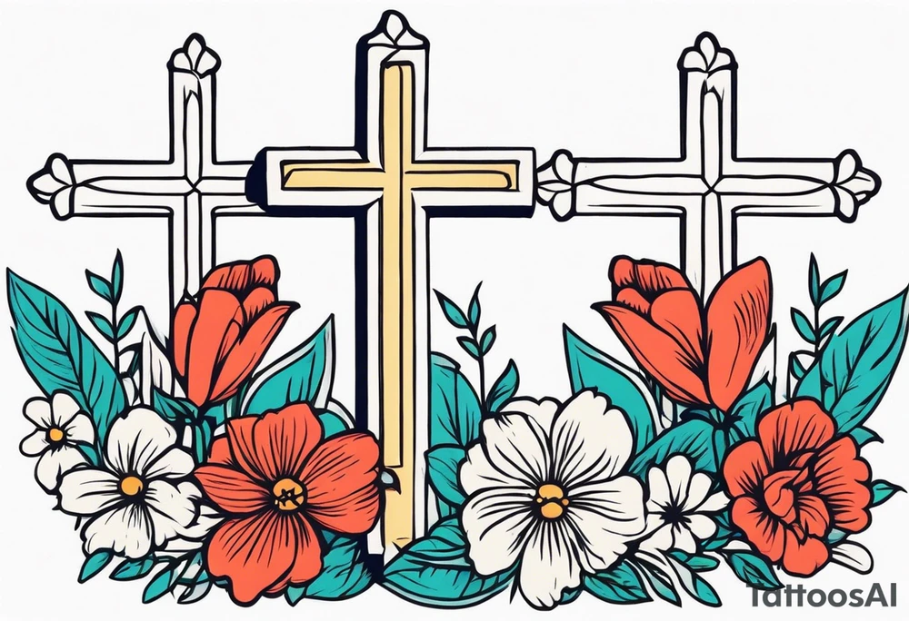 three crosses


vintage flowers
old school vintage simple traditional design 



bold color simple tattoo idea