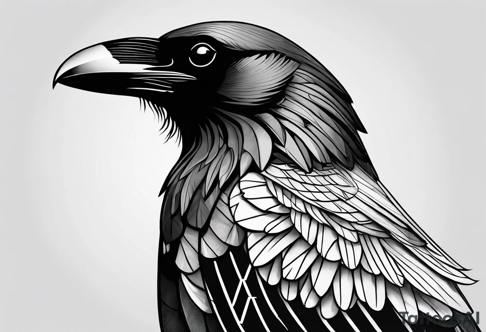 crow with open wings, line drawing, geometric, symmetrical, without background, tattoo idea crow with open wings, line drawing, geometric, symmetrical, without background, tattoo idea
