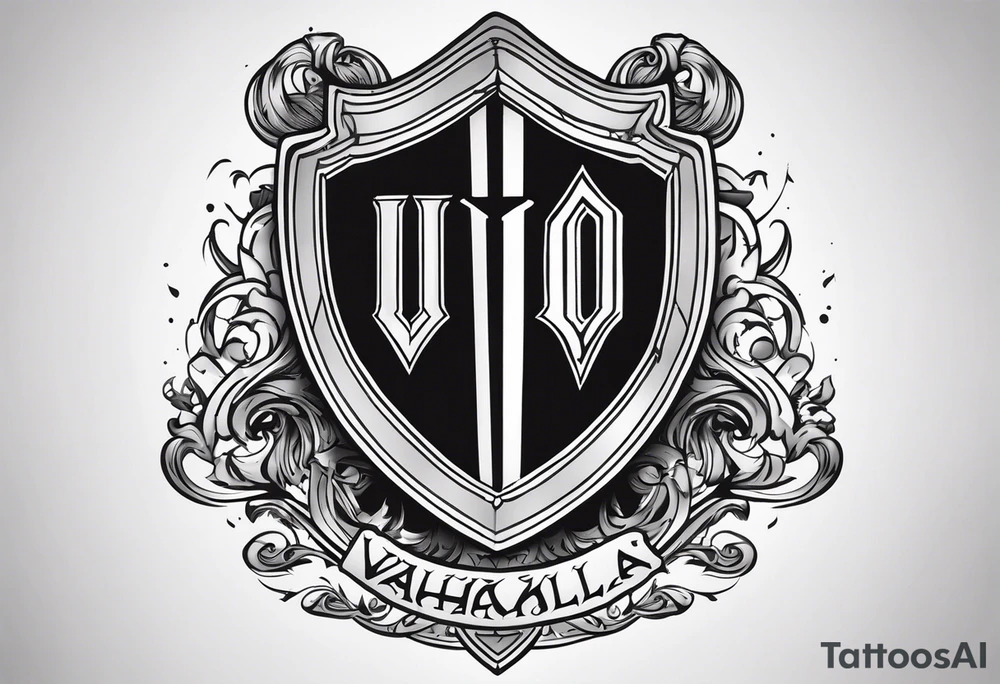Valhalla shield sword tattoo idea
