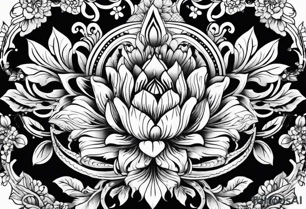 ornate floral sternum tattoo tattoo idea