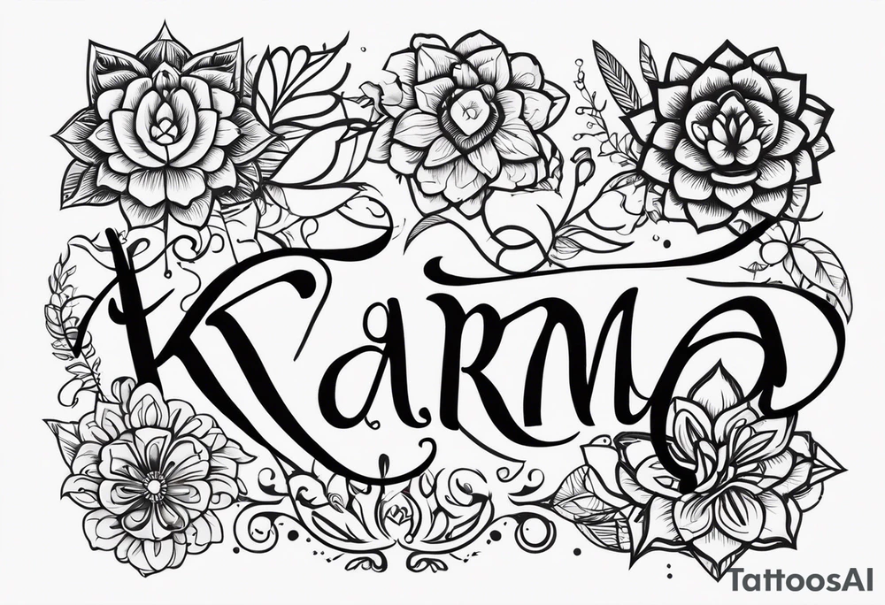 The word karma in different fonts tattoo idea