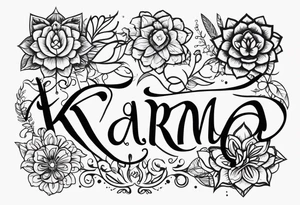 The word karma in different fonts tattoo idea