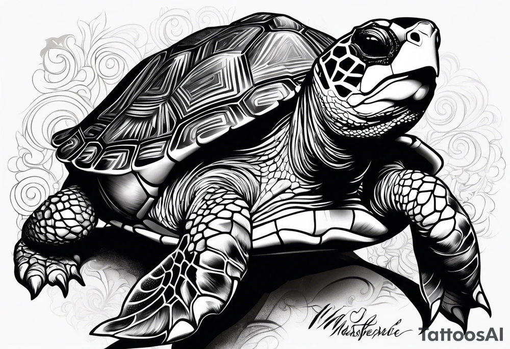 Tortue avec un volacn sur le dos tattoo idea