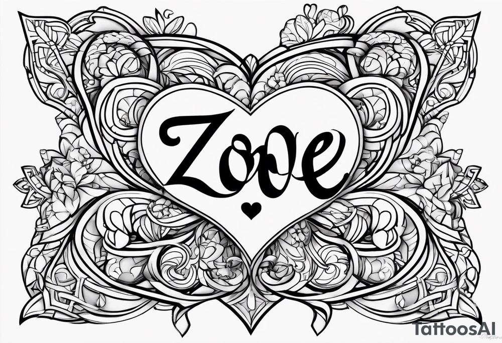 Zoe name written with a heart next to the couple tattoo idea tattoo idea