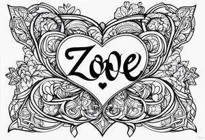 Zoe name written with a heart next to the couple tattoo idea tattoo idea