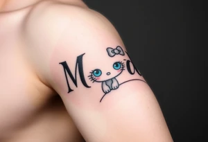 Name Mandi with blue eyes and hello kitty tattoo idea