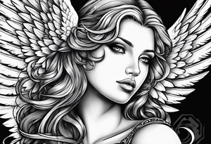 Naked angel with big wings tattoo idea