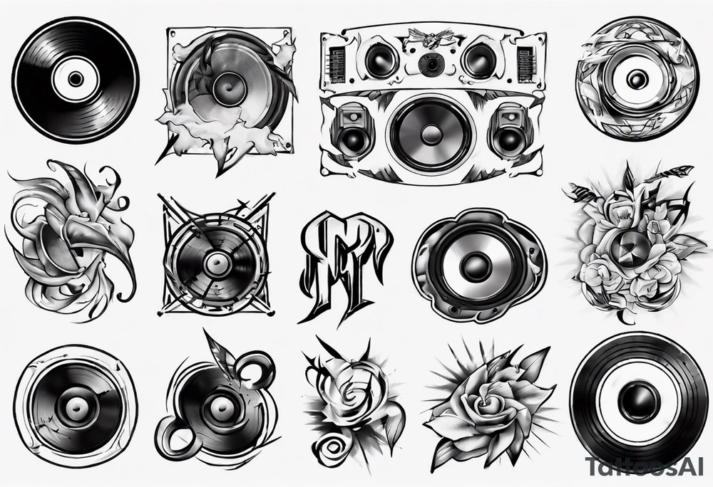 speaker music disc jokey tattoo idea