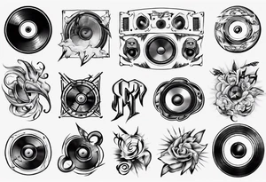 speaker music disc jokey tattoo idea