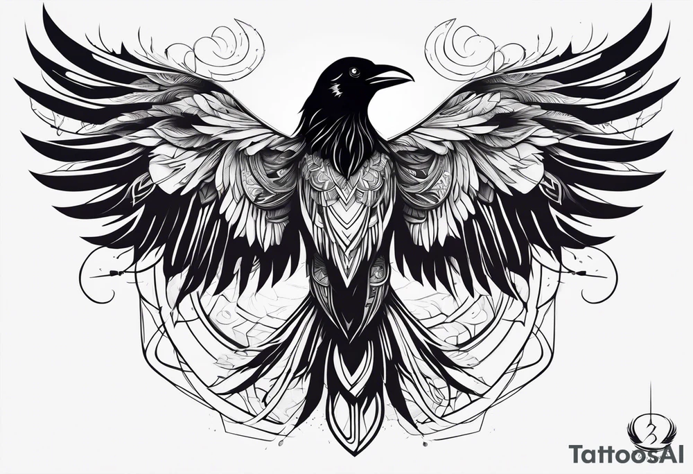 Raven mid transformation into a phoenix tattoo idea