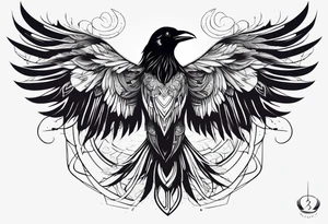 Raven mid transformation into a phoenix tattoo idea