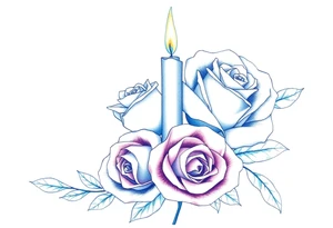 Passed love one, two roses, two candles, blue tattoo idea