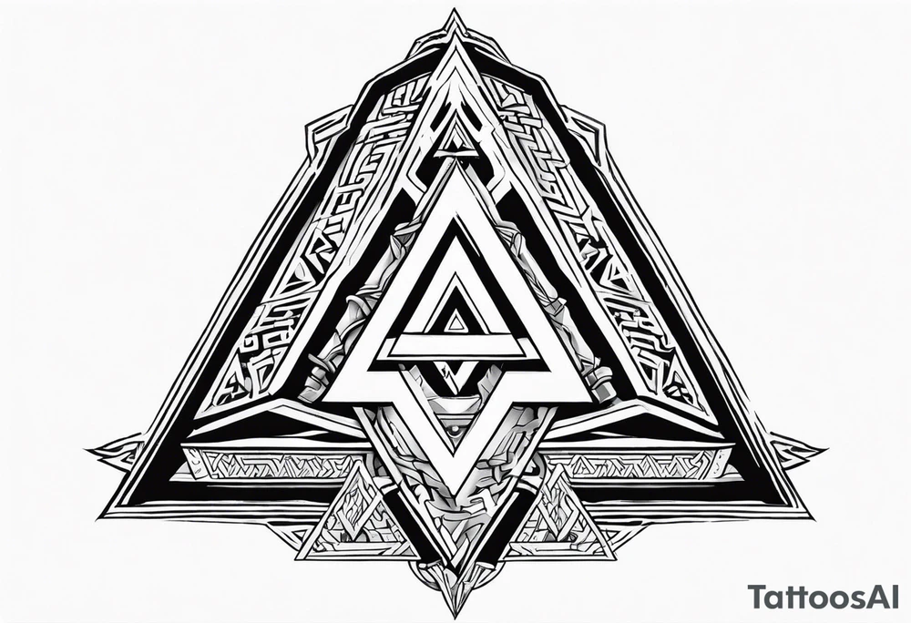Valhalla sword shield valknut stairs tattoo idea