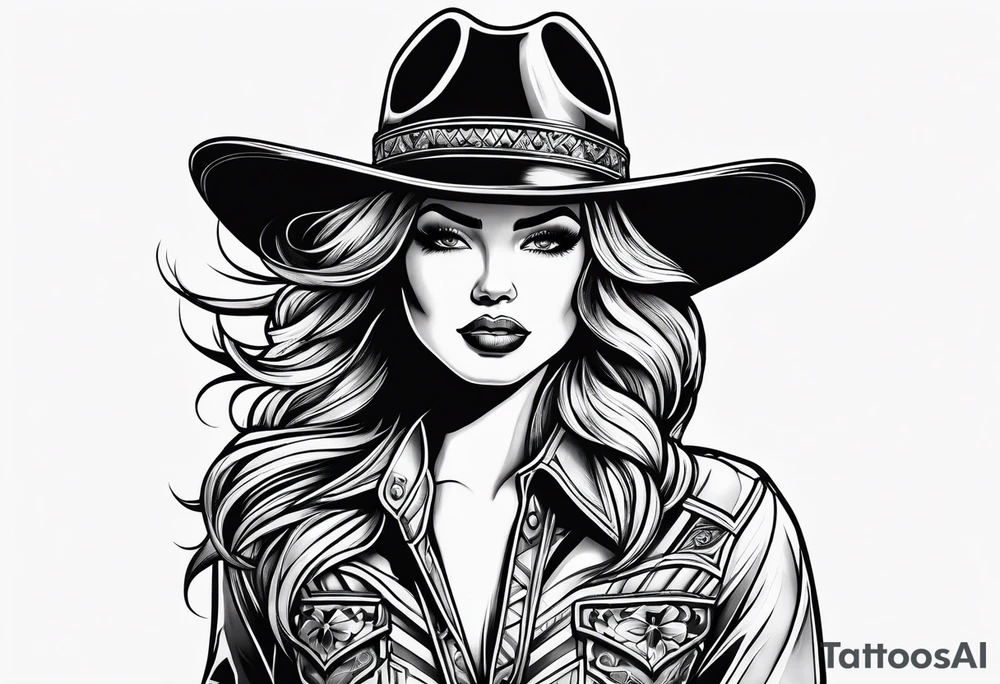 Neotraditional cowgirl tattoo idea