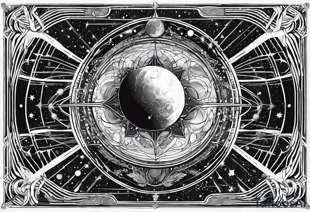 Solar system in a straight line fine line art tattoo idea Solar system in a straight line fine line art tattoo idea