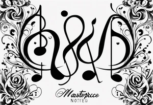 Simple, musical notes, in the shape of l and r tattoo idea