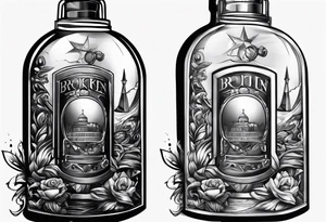 Broken
 bottle and army tags tattoo idea