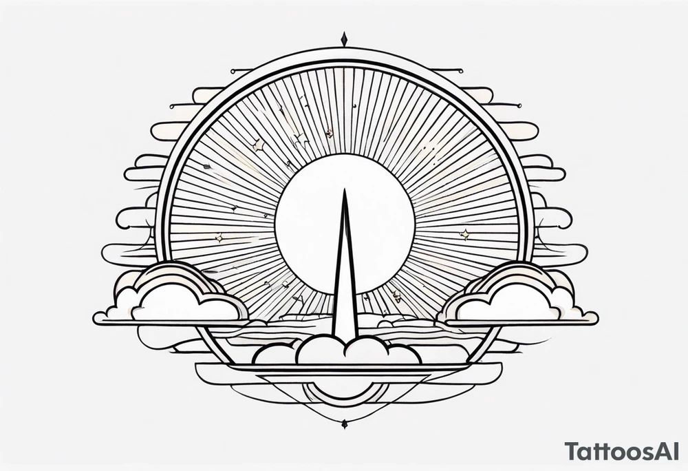sunshine with rays
and clouds
old school vintage simple traditional design 

bold color simple tattoo idea