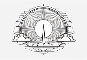 sunshine with rays
and clouds
old school vintage simple traditional design 

bold color simple tattoo idea
