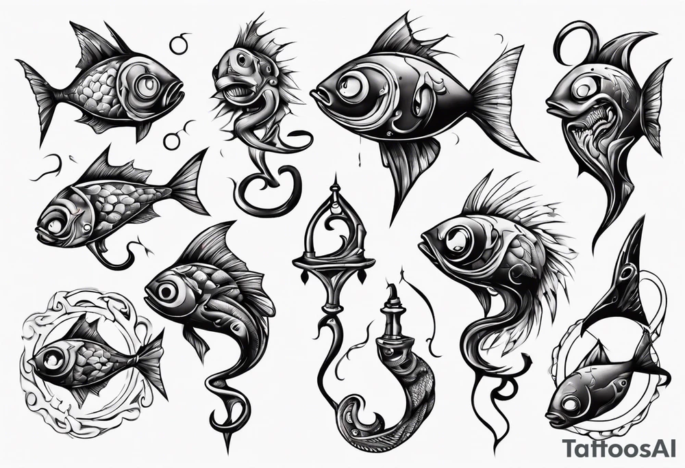 Fish hooks tattoo idea
