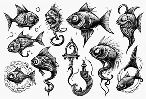 Fish hooks tattoo idea