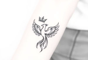 Crown and a phoenix tattoo idea