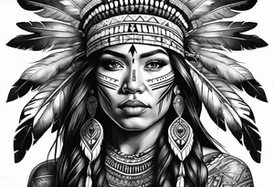 Native American woman  full body tattoo idea