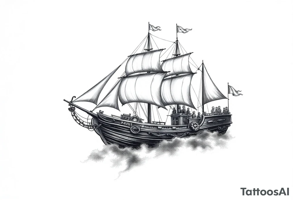 ghost-ship,fog,ghosts. tattoo idea