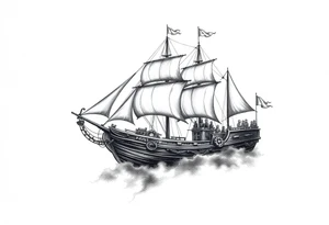 ghost-ship,fog,ghosts. tattoo idea